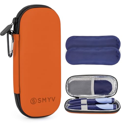 SMYV Insulin Cooler Travel Case with 2 TSA Approved Ice Packs, Orange - color: Hard Orange