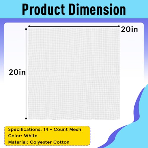 2PCS 14 Mesh 20"×20" Blank White Needlepoint Canvas
