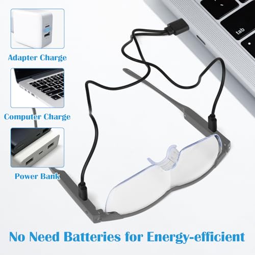 Magnifying Glasses with Light, 200% Magnification, USB Rechargeable - color: Gray