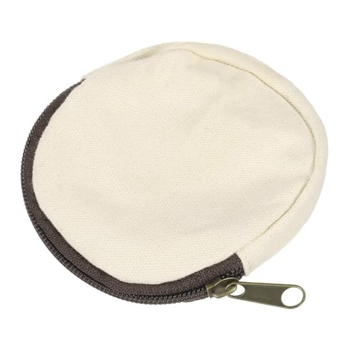 uxcell Mini Canvas Coin Purse Pouch, 3.9" Blank Round Mini Coin Wallet Small Change Purses Portable Organizer Bags with Zipper for Women Men Home DIY, Beige - color: Beige