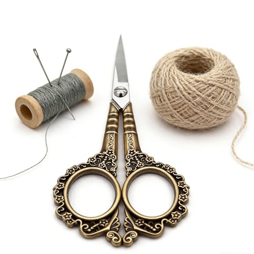 Vintage Embroidery Scissors With A 4.7-inch Petal Design, Stainless Steel Sharp Fabric Cutting Scissors, Ideal for Crafts, Art, Sewing, DIY Tools - Bronze