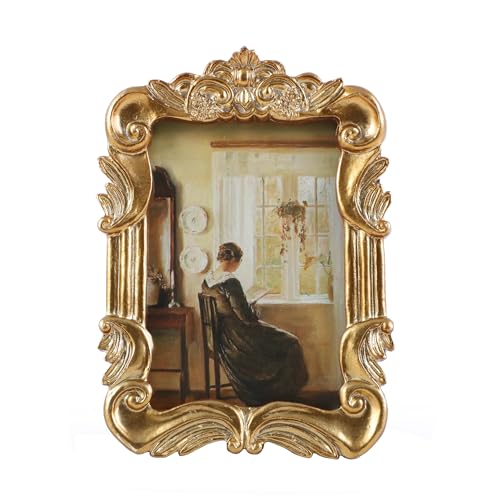 Vintage Picure Frames 2.5x3.5 Antique Victorian Gold Bronze Picture Frames for Tabletop and Wall Mount Ornate Retro Home Decor Gallery Wall Art (2.5x3.5 inch) - color: Golden Bronze, size: 2.5x3.5
