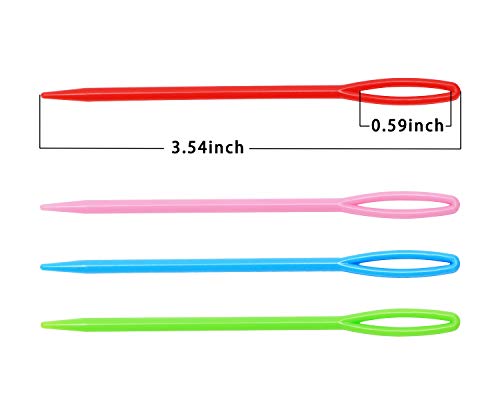 Penta Angel Plastic Sewing Needles 40Pcs 3.5 Inch Large Eye Bodkin Embroidery Knit Weaving Needles Tapestry Hand Sewing Needle Tools for DIY Craft, 4 Colors