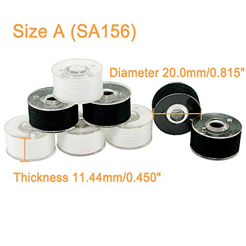 New brothread 144pcs Size A SA156 Prewound Bobbin Thread -96White + 48Black - color: White + Black SA156 90WT