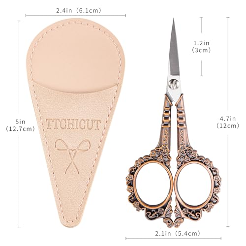 Copper All Purpose Scissors with Sheath, Sharp Sewing & Embroidery Scissors for Office, Home & School - color: Copper