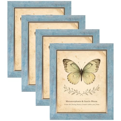 XUANLUO 8x10 Picture Frames Set of 4,Rustic Retro Photo Frame(Blue) - color: Blue-4pcs, size: 8 x 10 inch