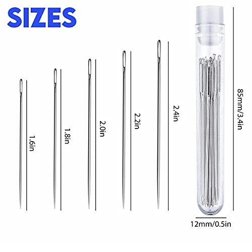 Performore Professional Thermal Self‑Threading Stainless Steel Sewing Needle Set | 25‑Piece Heavy‑Duty Large‑Eye Needles for Denim, Canvas, Quilting & Easy Threading - style: 25