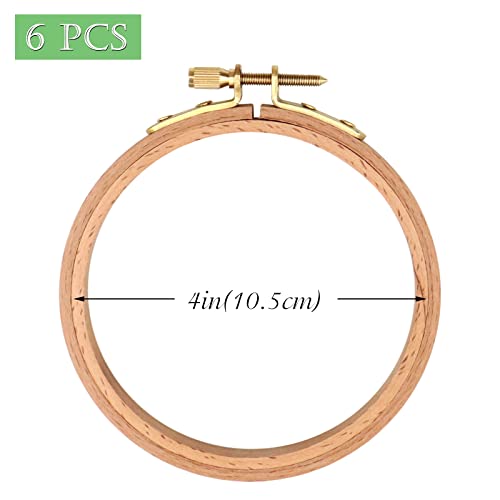 ZOCONE 6 PCS Beech Wood Embroidery Hoops, Wood Circle Hoop Ring Cross Stitch Hoop for Embroidery, Cross Stitch, Needlework, Art Craft Handy Sewing and Christmas Decoration (Size-4") - style: Size-4"