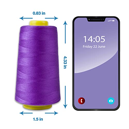 Purple Serger Thread All-Purpose for Sewing, Polyester, 4 Cones of 3000 Yards Each Spool Thread for Sewing Machine - color: 4 Purple