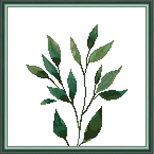 Svarog Stamped Cross Stitch Kits Beginners Full Range of Embroidery Patterns Starter Kits for Adult or Kids DIY Cross Stitches Needlepoint Kits 14CT-Green Plant 6， 12.2x12.2 inch - color: Green Plant 6， 12.2x12.2 inch