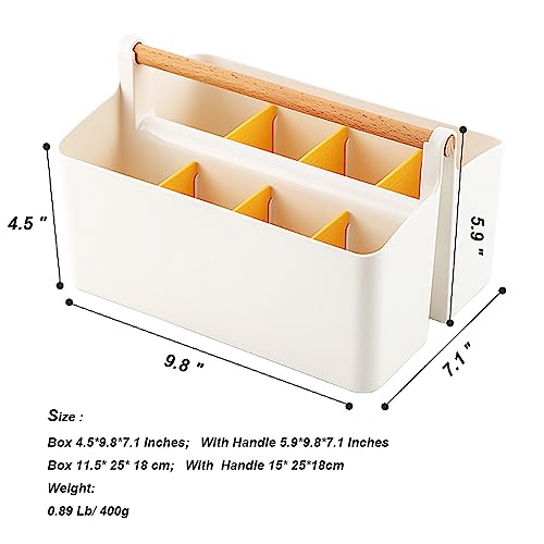 2 Pack Art Supply Caddy Organizer with Handle,Colored Pencil Holder Markers - color: Yellow Divider