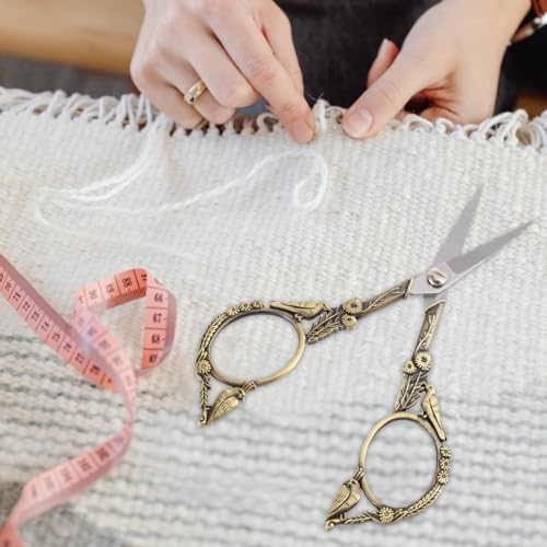 Lurrose Vintage Sewing Scissors Flower Bird Thread Cutter Yarn Shears for Embroidery Craft Art Work Everyday Use