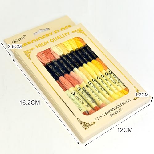 Premium Rainbow Color Embroidery Floss - Cross Stitch Threads - Friendship Bracelets Floss - Crafts Floss - 12 Skeins Per Pack Embroidery Floss,Sunny Warm-Orange Gradient - color: Sunny Warm-Orange Gradient