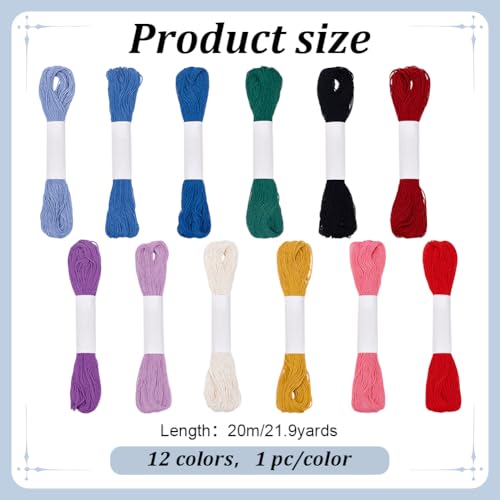 FREEBLOSS 12 Colors 262 Yards Sashiko Thread Sashiko Skein Cotton Embroidery Thread Japanese Quilting & Embroidery Sashiko Kit Supplies Sewing Thread Sashiko Thread - color: Blue&Purple