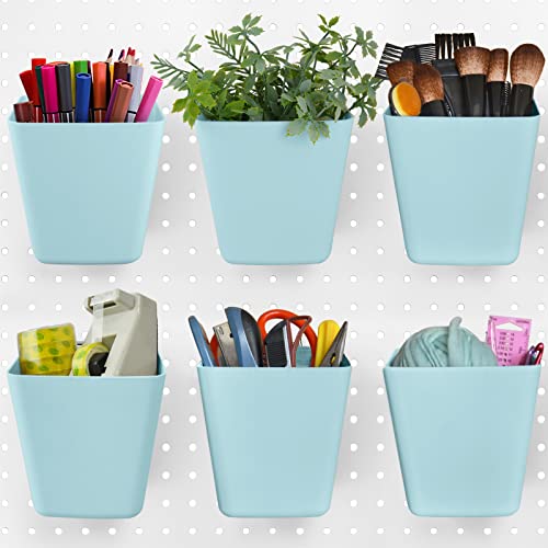 Large Pegboard Cups, 6Pack Peg Board Square Storage Bins With Hooks (Blue) - color: Sky Blue