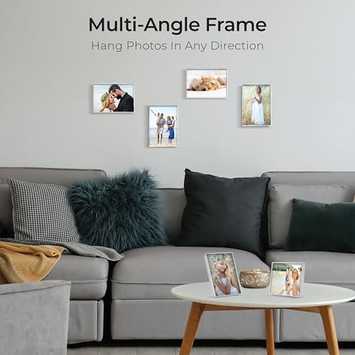 Mantello 5x7 Inch Front Loading Picture Frames - White - Art Wall Hanging Table Desk - Family Gallery Multi Photo Frame - 6 Pack - color: White, size: 5x7 - 6 Pack