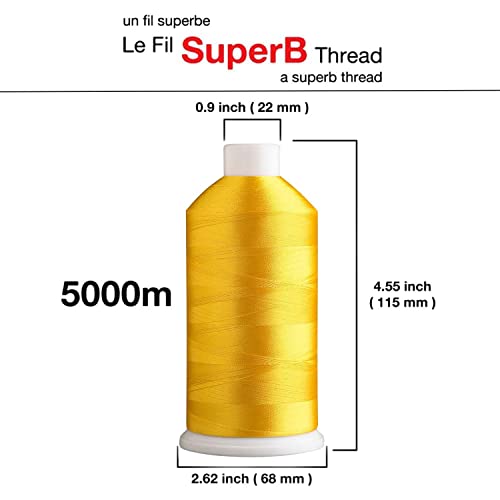 Superpunch SuperB Embroidery Thread 40wt, 5000 m Cone, Yellow Hay 4117 - color: Yellow Hay 4117, size: Pack of 1