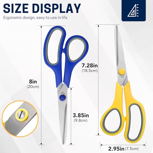 BURVAGY 10 Pack 8" Scissors All Purpose, Heavy Duty Scissors for Office - color: 10 Pack