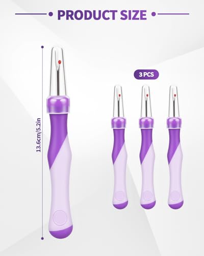 3 PCS Needle and Thread Seam Ripper, Rippers for Sewing and Thread,Remover Stitch Tool for Hand Sewing, Knitting, Cross Stitching, Embroidery and Thread Removal (Purple) - color: 3 Purple