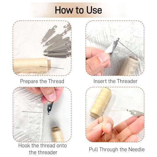 Needle Threaders 30-Pack Stainless Steel Tools for Hand Sewing, Cross Stitch, Embroidery, Knitting, Quilting & Crafts
