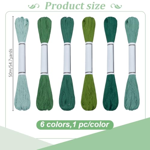 FREEBLOSS 6Pcs Sashiko Thread Sashiko Skein 55 Yards*6 Colors Green Cotton Embroidery Thread Japanese Quilting & Embroidery Sashiko Kit Supplies - color: Green