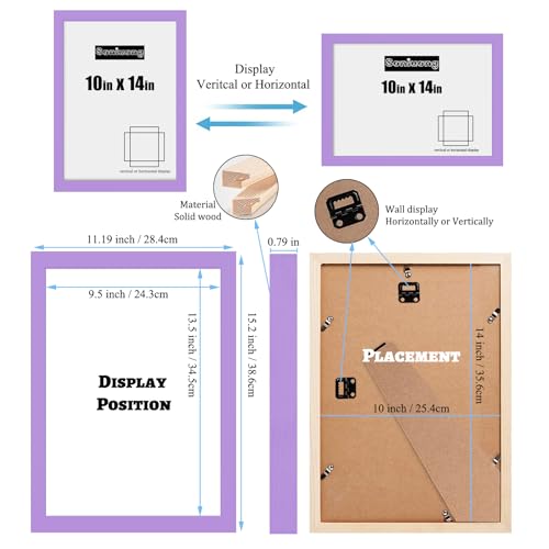 10x14 inch Wood Picture Frames for Wall Hanging,Diamond Painting Frames Rectangle Baby Scan Picture Frame for Family Walls Decoration,Anniversary,Wedding,Christmas,Halloween,Shower,Certificate (Purple) - color: Purple, size: 10x14 inch