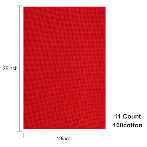 Aida Cloth 11 Count Cross Stitch Fabric,19×28inch (11CT,Red) - color: Red, size: 11CT