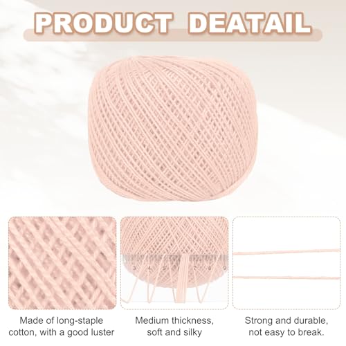 MECCANIXITY Crochet Thread Pearl Cotton Size 3 Light Pink 2 Rolls - color: Light Pink