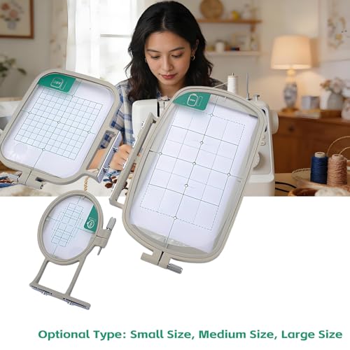Tarjenle Embroidery Hoop Frame, Professional Stretch Frame for Brother Sewing Machine, Grid Hoop, for NV500/NV500D/NV900/NV950D/NV180/P-1000/PE-300S/PE-400D/EMS10/ZZ3-B140 (White, 100x100mm) - size: 100x100mm