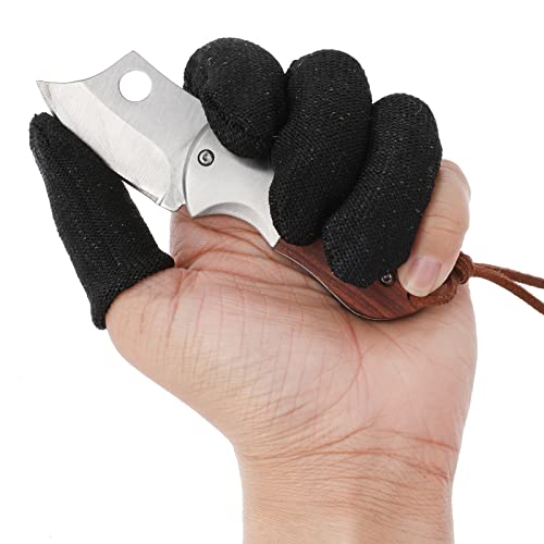 TIESOME 12 PCS Finger Cots Cut Resistant Protector, Finger Covers for Cuts Reusable Gloves Life Extender Anti-Slip Cut Resistant Finger Protectors for Kitchen Work Sculpture Supplies (Black)