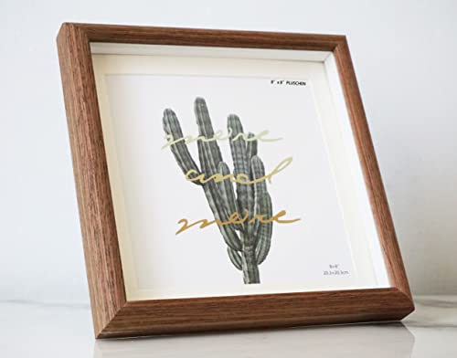 8x8 Wooden Picture Frame with 7x7 mat, 8x8 Square Picture Frame with Glass, For Wall and Desktop Display, Wood Photo Frame - size: 8X8