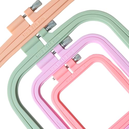 WINDAWNKE 3 Pack Square Embroidery Hoops 3 Sizes, 3", 4.3", 6.5"