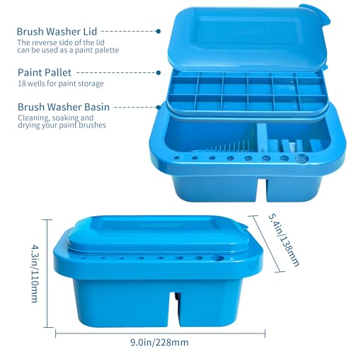 MyLifeUNIT Paint Brush Cleaner, Paint Brush Holder with Palette, Royal Blue - color: Royal Blue