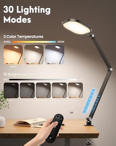 Zoom Lighting for Computer, LED Desk Lamp with Clamp for Video Conference - color: Black-F618