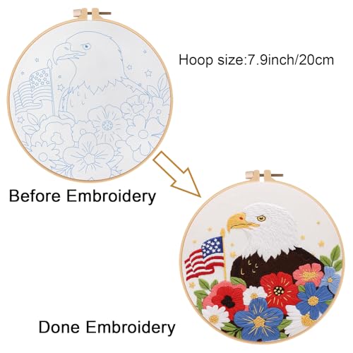 Louise Maelys Bald Eagle Embroidery Kits for Beginners DIY Arts Craft - color: Bald Eagle