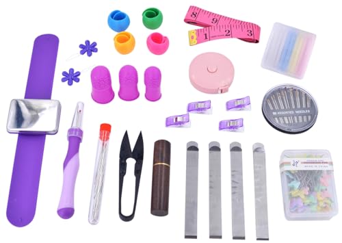 Hand Sewing Essential Kit | Featuring THIK-Grip Thimble [3 Sizes] | Including Needles (55) - Fabric Clips (4) - Pins (100) & More Supplies - color: THIK-Grip Thimbles - SET, size: Small - Medium - Large