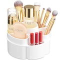 Masirs Small 360 Rotating Makeup Organizer, 5 Compartments, Round White - color: Round White