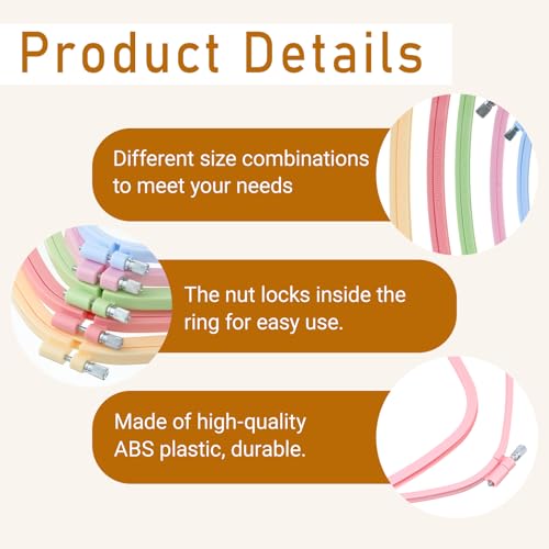 5 Size Rectangular Embroidery Hoops Set, Reusable Cross Stitch Hoops, ABS Plastic Candy Color Embroidery Hoop, Frames Rings for DIY Craft Sewing Project Needlework