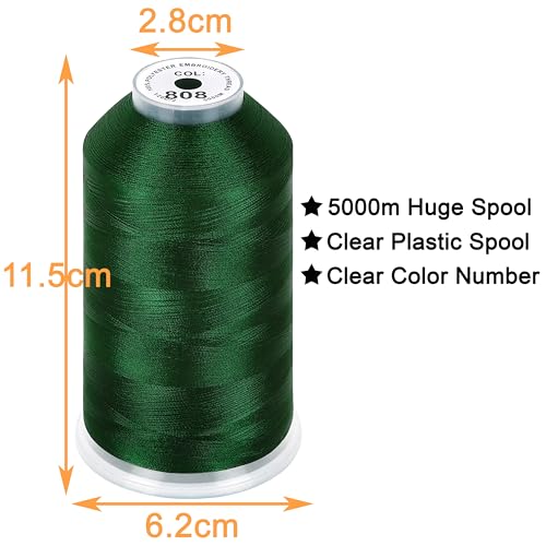 New brothread 5000M Huge Spool Embroidery Machine Thread - Deep Green - color: Deep Green-808