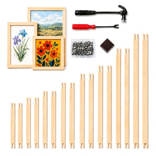 8 Sizes 16Pcs Needlepoint Stretcher Bars with Hammer, Tacks & Remover