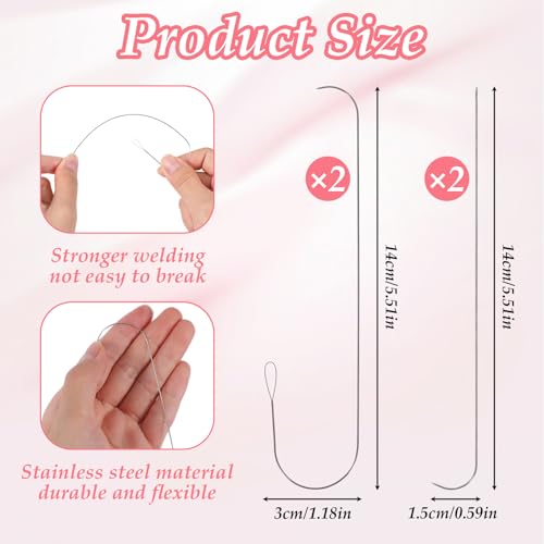 Nogeqi 4 Pcs Big Eye Beading Needles for Jewelry Making, Bead Spinner Needles, Stainless Bead Needle, Curved Beads Threader for Bracelet Necklace Jewelry Making