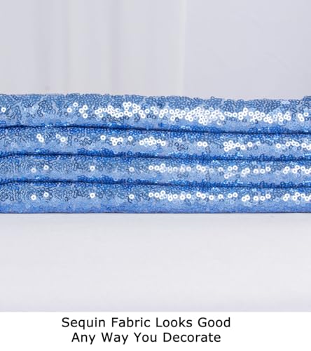 ShiDianYi Baby Blue Sequin Fabric by The Yard - 15 Feet (5 Yards) Glitter Mesh Material for Dresses, Sewing, Backdrops，Sparkle Tablecloth - color: Baby Blue, size: 5 Yard