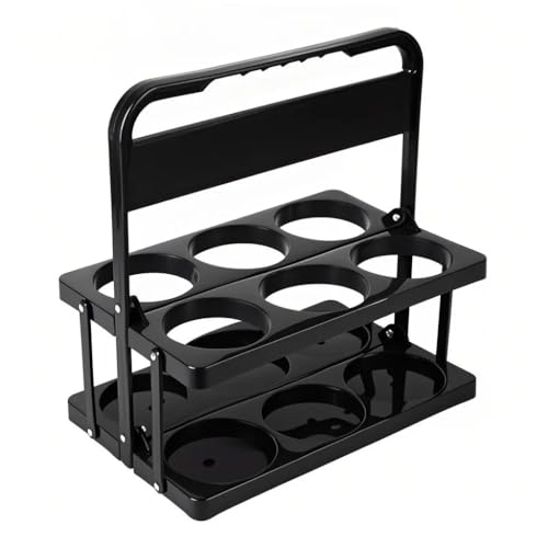 Bodaon 6 Cup Drink Carrier with Handle, Plastic Cup Carriers for Drinks - color: Black, size: 6-Cup
