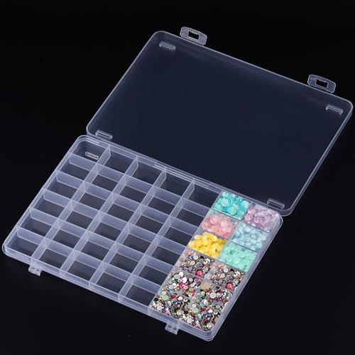 42 Grids Clear Plastic Beads Gems Organizer Box With Dividers