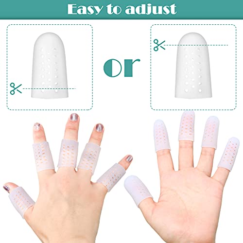 Nuanchu 20 Pcs Gel Finger Cots Finger Protectors Silicone Caps Breathable Gel Cots Holes Silicone Toe Sleeves for Eczema Wounds Cracking Blisters Broken Arthritis(White) - color: White