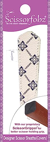 Designer Scissors Sheaths Shears Protective Covers-For Small Embroidery Scissors - Beige & Black Floral Diamonds Design-#SS-242 - color: Beige & Black Floral Diamonds, size: Single Small Size