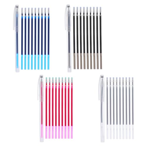 jojofuny Water Soluble Pen Set 4 Marking Pens with 40 Refills in Blue Rosy Black and Silver Water Erasable Fabric Marker for Cross Stitch Embroidery Sewing Quilting DIY Crafts