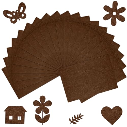 20 Pcs Brown Felt Fabric Sheet 8" x 12" Assorted Color Felt Fabric Sheets for Crafts DIY Handcraft Sewing Squares Patchwork Nonwoven - color: Brown