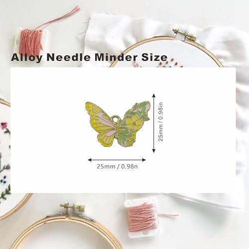 3 Pieces Multicolor Butterfly Needle Minder for Cross Stitch,Needle Minder Magnet-Embroidery Needlework Accessories