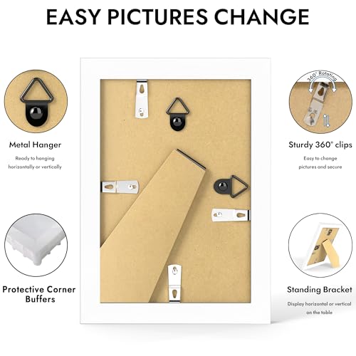 Hongkee 4x6 Picture Frame, 4 x 6 Solid Wood Frame with Real Glass, 1 Pack - color: White, size: 4 x 6